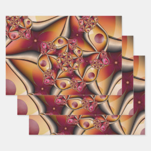 Feuille De Papier Cadeau Joie Colorée Abstrait Rouge Orange Fantaisie Fract