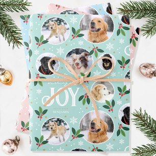 Feuille De Papier Cadeau Joie de Noël Joy Snowflake ensemble photo Collage