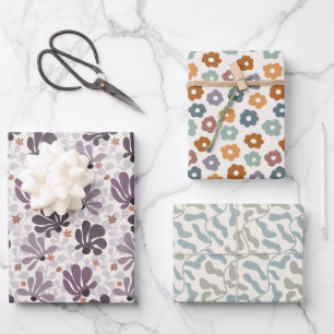 Feuille De Papier Cadeau Joie Fleurie Rétro