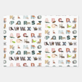 Feuille De Papier Cadeau Joli Alphabet ABC Animaux (Devant 3)