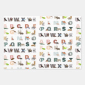 Feuille De Papier Cadeau Joli Alphabet ABC Animaux (Devant 2)