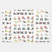 Feuille De Papier Cadeau Joli Alphabet ABC Animaux (Devant)