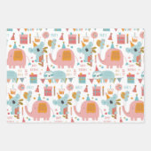 Feuille De Papier Cadeau Joli Anniversaire Animaux Koala Lion Sloth (Devant)