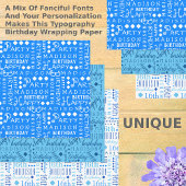 Feuille De Papier Cadeau Joli Anniversaire Bleu N'importe quel âge Ajouter 