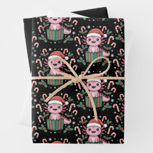 Feuille De Papier Cadeau Joli Axolotl Noël Animal Amphibien Vacances