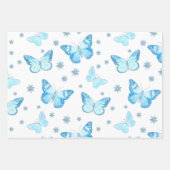 Feuille De Papier Cadeau Joli Bébé Bleu Papillon Floral Design (Devant)