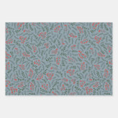 Feuille De Papier Cadeau Joli bleu foncé feuillage vert motif (Devant)