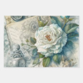 Feuille De Papier Cadeau Joli Blue Floral Shabby Chic (Devant 3)