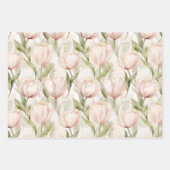 Feuille De Papier Cadeau Joli Blush Peach Crème Tulips Fleurs (Devant)