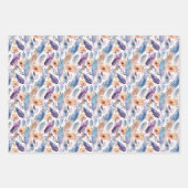 Feuille De Papier Cadeau joli Boho plumes fleurs carrelé partie (Devant)