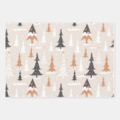 Feuille De Papier Cadeau Joli Boho rose Brown Noël Arbres (Devant 2)