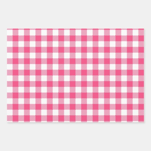 Feuille De Papier Cadeau Joli Bonbon Pink Et Blanc Buffalo Plaid (Devant)