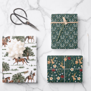 Feuille De Papier Cadeau Joli Cheval Jockey Riding Anniversaire