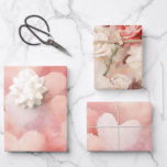 Feuille De Papier Cadeau Joli Coeur Rose Blush Fleurs Anniversaire<br><div class="desc">Joli rose Coeurs et fleurs Blush mariage mariée ou baby shower</div>