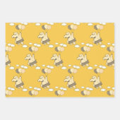 Feuille De Papier Cadeau Joli Dessin Hippo Volant Avec Ballons (Devant 2)