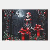 Feuille De Papier Cadeau Joli elfe de Noël gothique. (Devant)