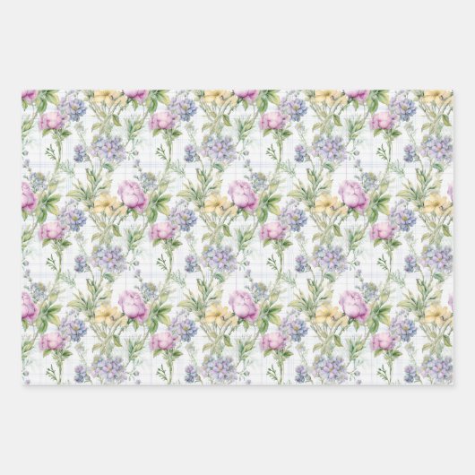 Feuille De Papier Cadeau Joli Fleur sauvage rose, violet, Jaune (Devant 2)