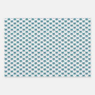 Feuille De Papier Cadeau Joli Français Bulldogs Portrait Design Turquoise