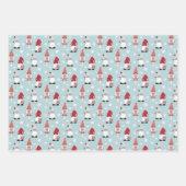 Feuille De Papier Cadeau Joli Gnomes tendance gris rose rouge blanc bleu (Devant 3)
