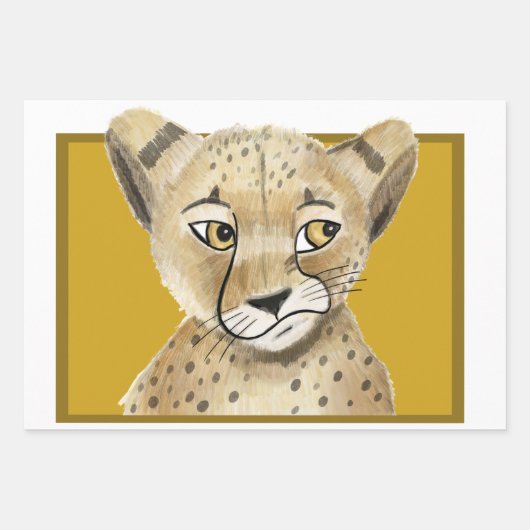 Feuille De Papier Cadeau Joli guépard (Devant)
