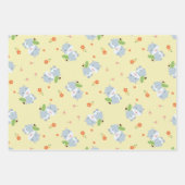 Feuille De Papier Cadeau Joli hippo joyeux avec des fleurs jaune (Devant)