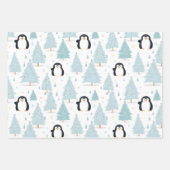 Feuille De Papier Cadeau Joli hiver Pingouin rose Noël (Devant 2)