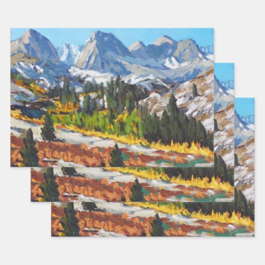 Feuille De Papier Cadeau Joli Jour Neige Violet Jaune Bleu Rouge (Lot)