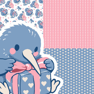 Feuille De Papier Cadeau Joli Kiwi Saint-Valentin Cœurs Arc Nude Rose Bleu