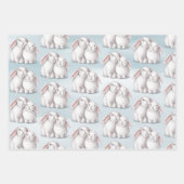 Feuille De Papier Cadeau Joli lapin blanc lapin bleu hiver Noël (Devant)