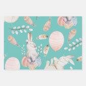 Feuille De Papier Cadeau Joli Lapin De Pâques Et Oeufs  (Devant 3)