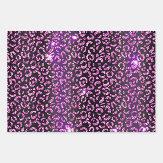 Feuille De Papier Cadeau Joli léopard pourpre  (Devant)
