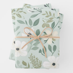 Feuille De Papier Cadeau Joli modèle végétal botanique