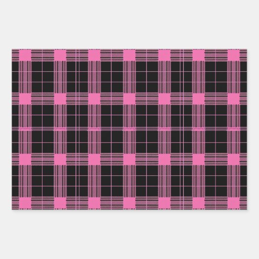 Feuille De Papier Cadeau Joli motif carrelé rose noir (Devant)