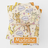 Feuille De Papier Cadeau Joli Motif chats Doodles (En situation)