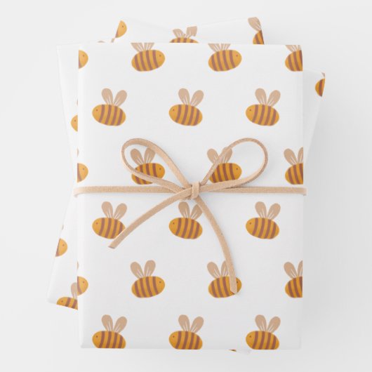 Feuille De Papier Cadeau Joli motif d'abeille au miel. Amusant animal jaune (En situation)
