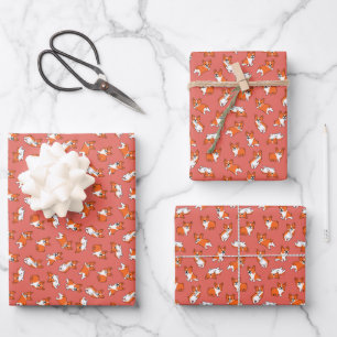 Feuille De Papier Cadeau joli motif de chien de compagnie corgis sur fond r