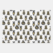 Feuille De Papier Cadeau Joli Motif de Noël noir et or s (Devant 3)