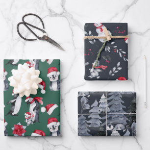Feuille De Papier Cadeau Joli Motif de Noël Penguin Illustration Enfants