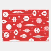 Feuille De Papier Cadeau Joli Motif de Noël scandinave rouge et blanc (Devant)