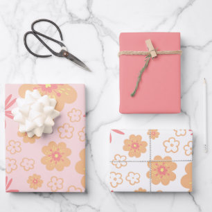 Feuille De Papier Cadeau Joli motif floral doux