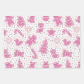 Feuille De Papier Cadeau Joli Noël Arbres Entend Étoiles Noël (Devant 3)