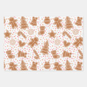 Feuille De Papier Cadeau Joli Noël Arbres Entend Étoiles Noël (Devant)