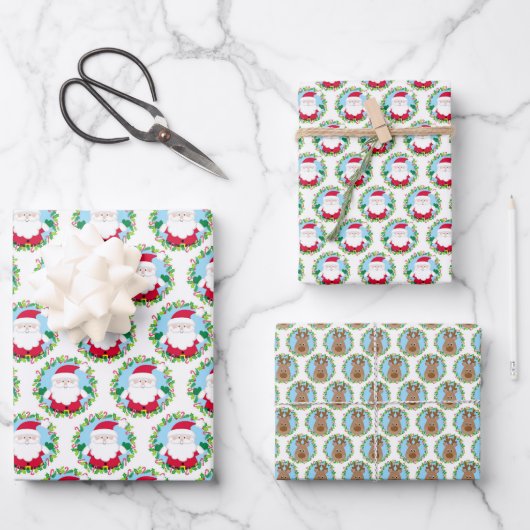 Feuille De Papier Cadeau Joli Noël de Père Noël (Recto)