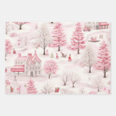 Feuille De Papier Cadeau Joli Noël rose Vintage (Devant 3)