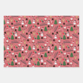 Feuille De Papier Cadeau Joli Noël Sur Rose Sombre (Devant)