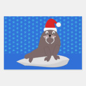Feuille De Papier Cadeau Joli Noël Walrus et Snowflakes Custom (Devant)