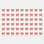 Feuille De Papier Cadeau Joli nœud à carreaux rouge et crème (Devant 2)