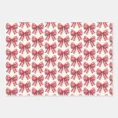 Feuille De Papier Cadeau Joli nœud à carreaux rouge et crème (Devant)
