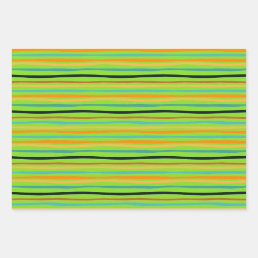 Feuille De Papier Cadeau Joli Orange violet vert jeu Halloween Motif (Devant 3)
