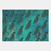 Feuille De Papier Cadeau Joli paon Turquoise (Devant)